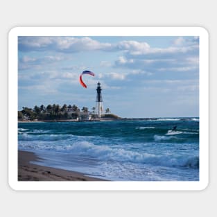 Pompano Beach Kiteboarder Hillsboro Lighthouse Sticker